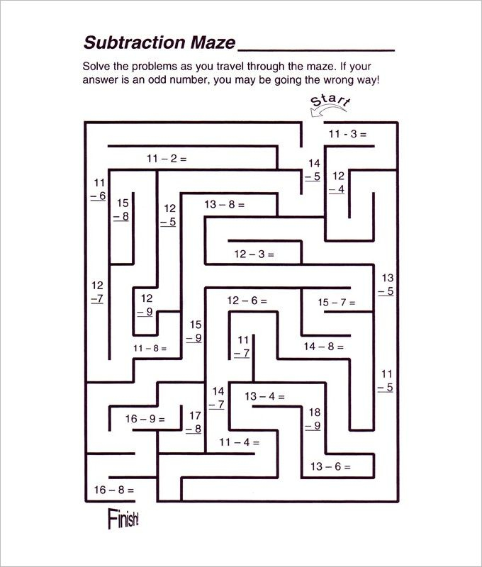 Math Maze Worksheets Subtraction K5 Worksheets Fun Math Worksheets 