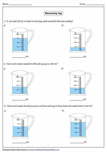 Measurement Liters And Milliliters Worksheets 99Worksheets