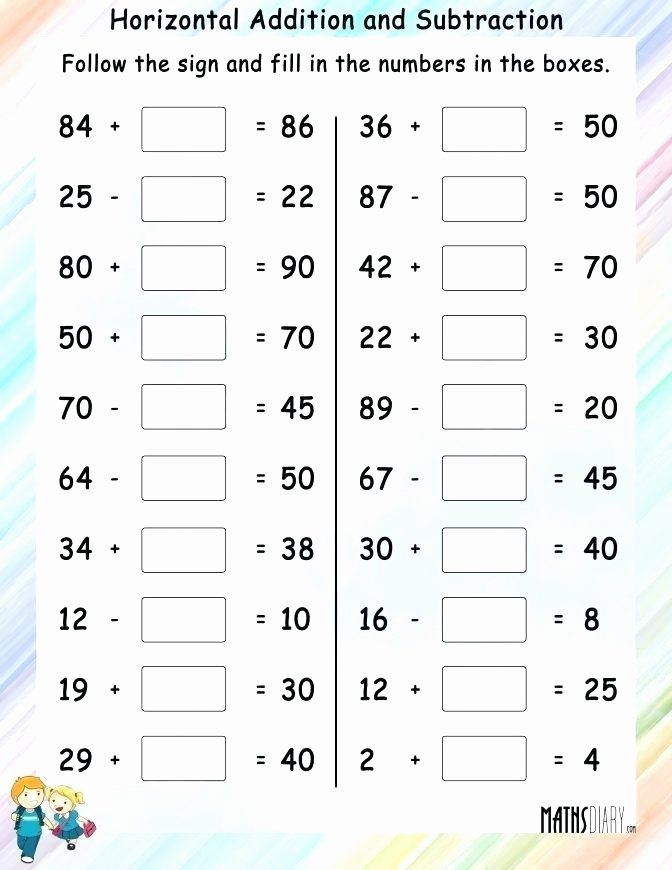 Mental Math Worksheets Grade 3 Size Horizontal Addition And Subtraction 