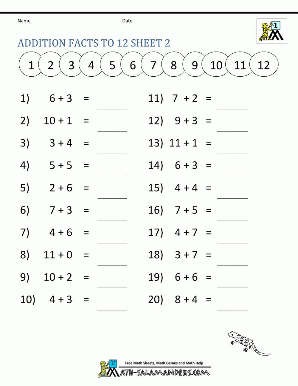 Addition And Subtraction Facts To 20 Worksheet - Subtraction Worksheets