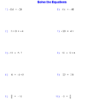 One Step Equations Worksheet Answer Key TUTORE ORG Master Of Documents