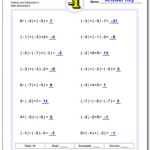 Printable Math Worksheets For 7th Grade Adding And Subtracting Integers