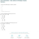 Quiz Worksheet Add Subtract Multiply Complex Numbers Study