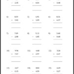 Subtracting Decimals Worksheet 5th Grade Theodore Bailey