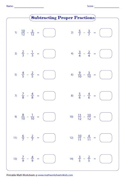 Subtracting Fractions Worksheets 6th Grade Adding Fractions Adding 