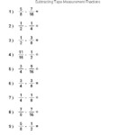 Subtracting Tape Measure Fractions Worksheets Fractions Worksheets