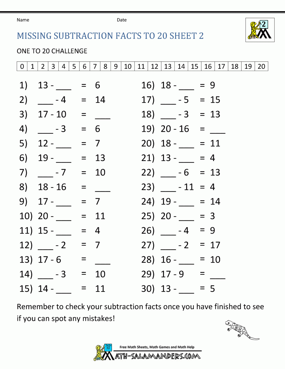 Subtraction For Kids 2nd Grade