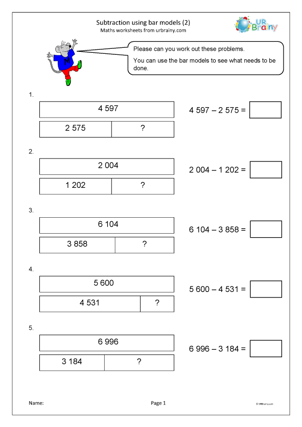 Subtraction Using Bar Models 2 Subtraction By URBrainy