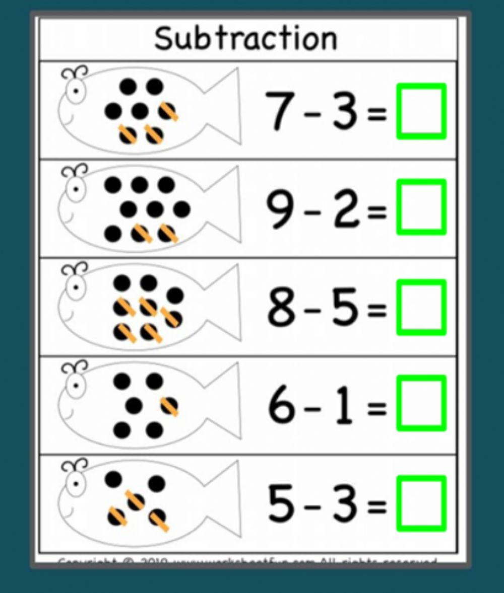 Subtraction Worksheet For Kindergarten