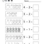 Subtraction Worksheets For Kindergarten Pdf Db excel