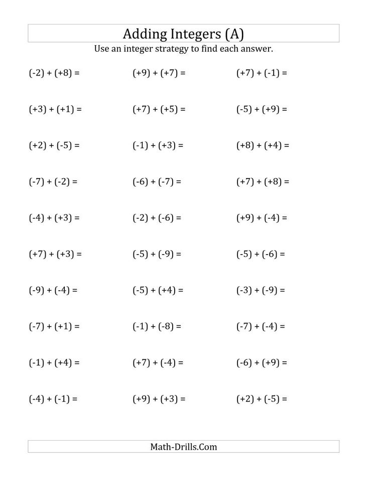 The Adding Integers From 9 To 9 All Numbers In Parentheses A 