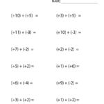 Worksheet Adding And Subtracting Positive And Negative Integers