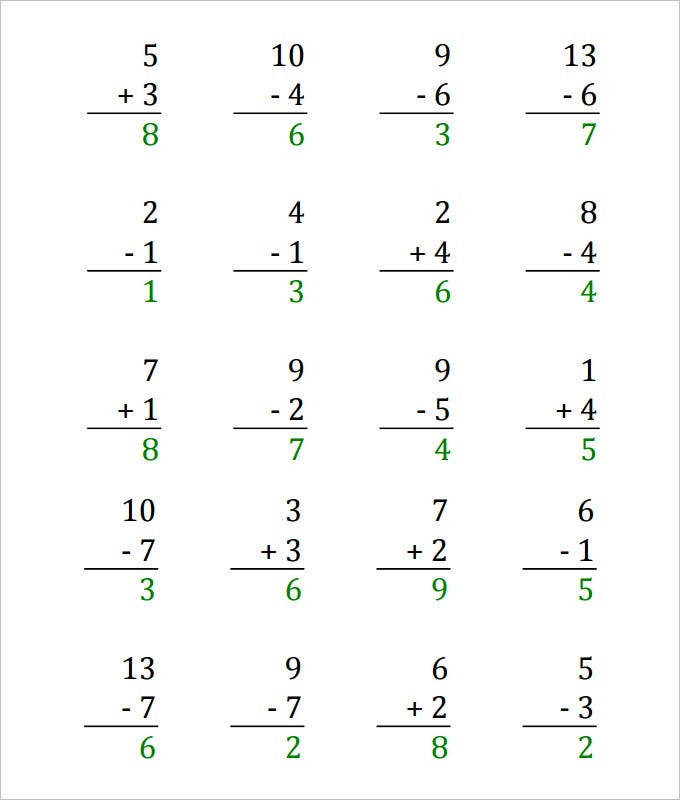 17 Sample Addition Subtraction Worksheets Free PDF Documents 