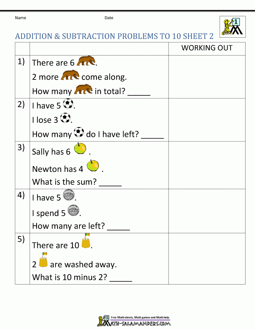 1st Grade Addition And Subtraction Word Problems