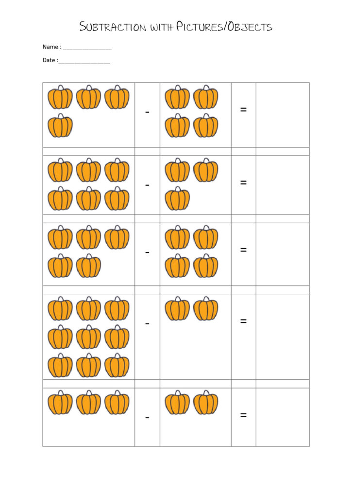 20 Subtraction Worksheets With Pictures For Kindergarten Printable Free