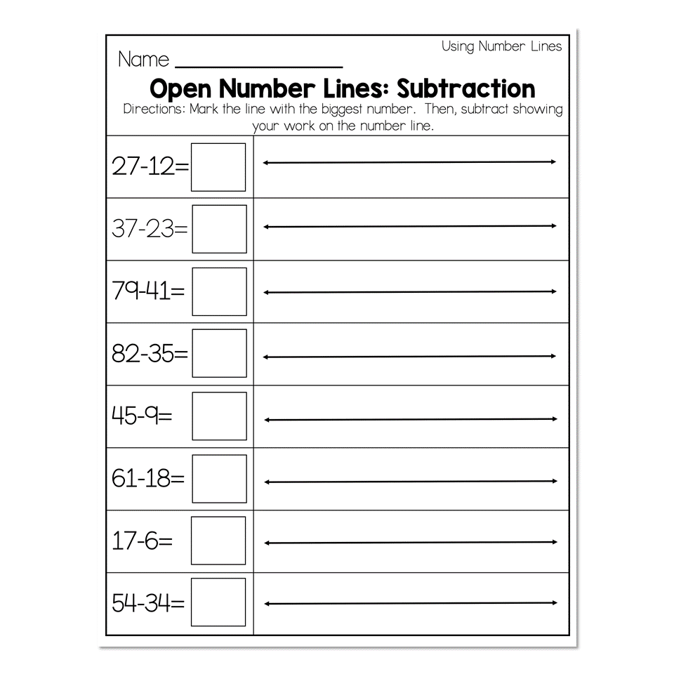 2nd Grade Math Worksheets Number Line Using A Number Line Open 