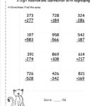 3 Digit Addition And Subtraction Worksheets With Regrouping Math
