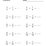 4th Grade Adding Subtracting Fractions Practice