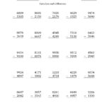 4th Grade Subtraction Worksheets Printable Learning How To Read