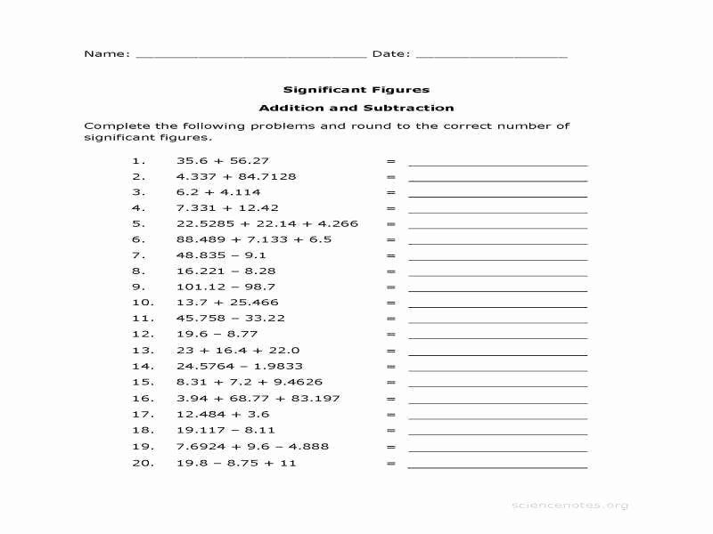 50 Significant Figures Worksheet Chemistry In 2020 Worksheet Template 