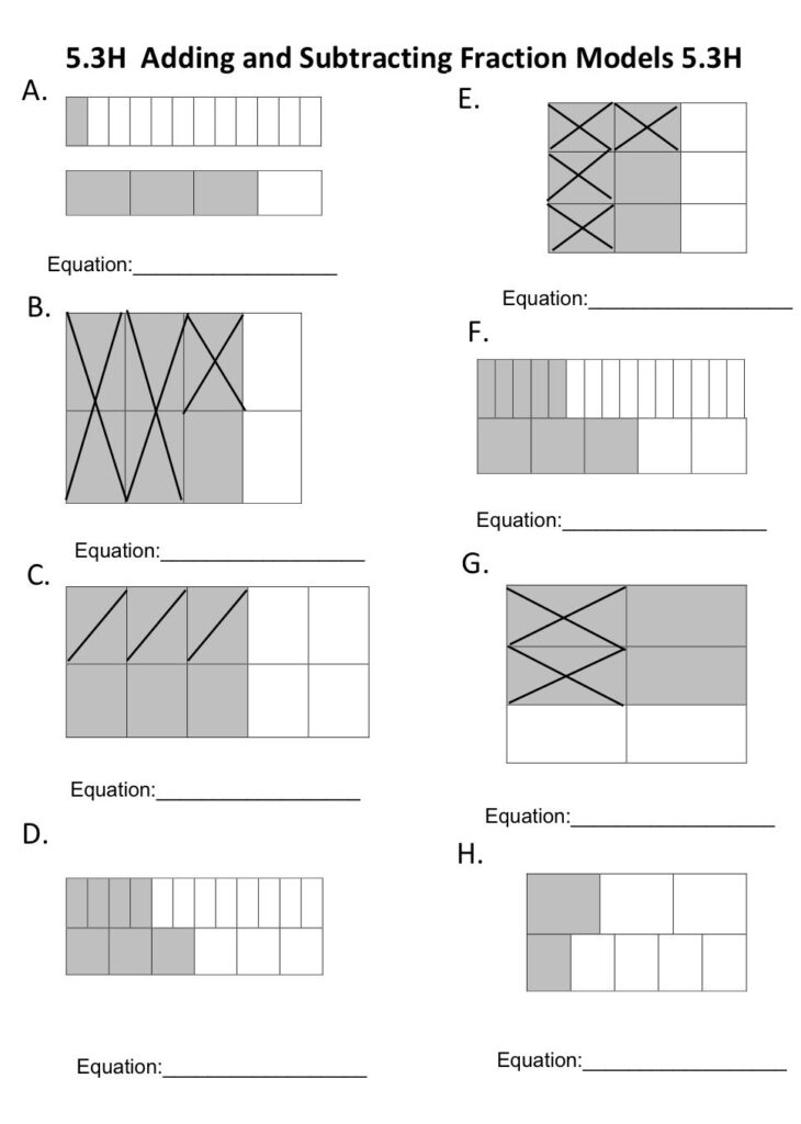 Add And Subtract Fraction Models 5 3H Add And Subtract Fractions 