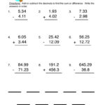 Add Subtract Decimals Worksheet Have Fun Teaching