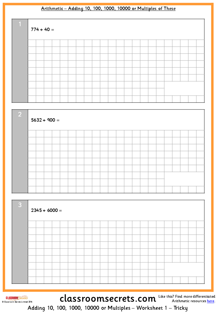 Adding 10 100 1000 10000 KS2 Arithmetic Test Practice Classroom 