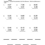 Adding And Subtracting Decimals Worksheets 6th Grade Pdf Decimal Word