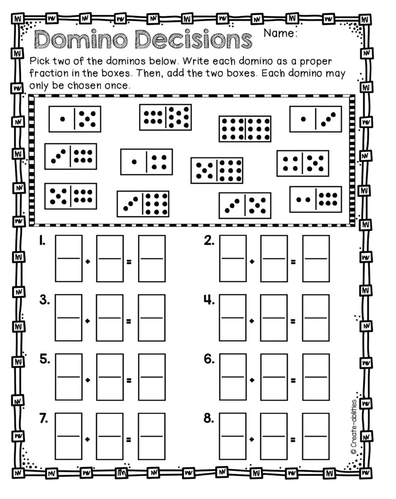 Adding And Subtracting Fractions Games And Activities Fractions