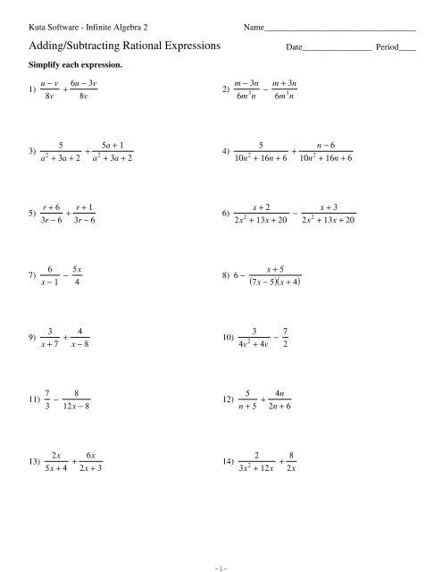 Adding And Subtracting Fractions Worksheets Kuta SHOTWERK