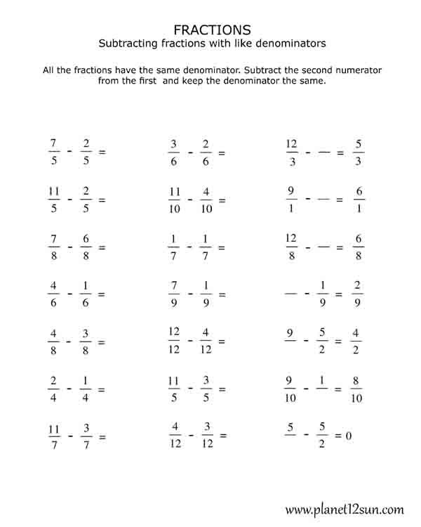 Adding And Subtracting Mixed Fractions With Like Denominators 