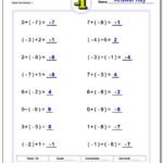 Adding And Subtracting Negative Numbers Worksheets