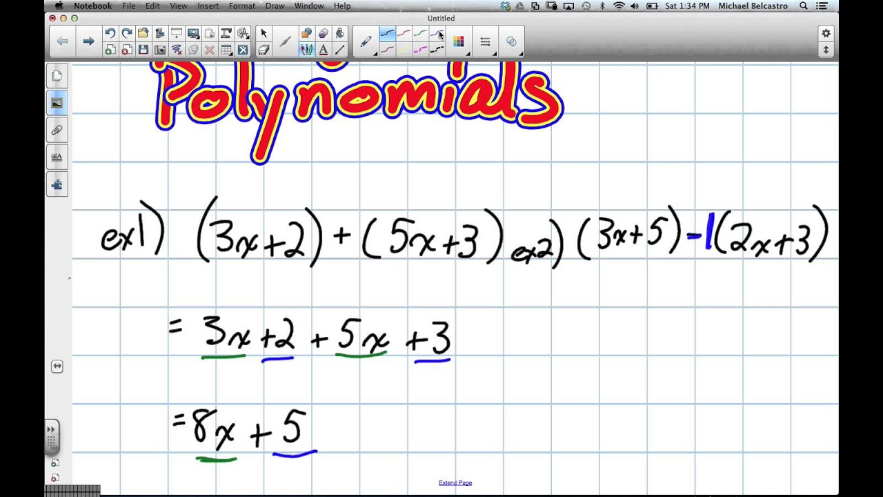 Adding And Subtracting Polynomials Grade 9 Academic Lesson 3 6 2 22 13 