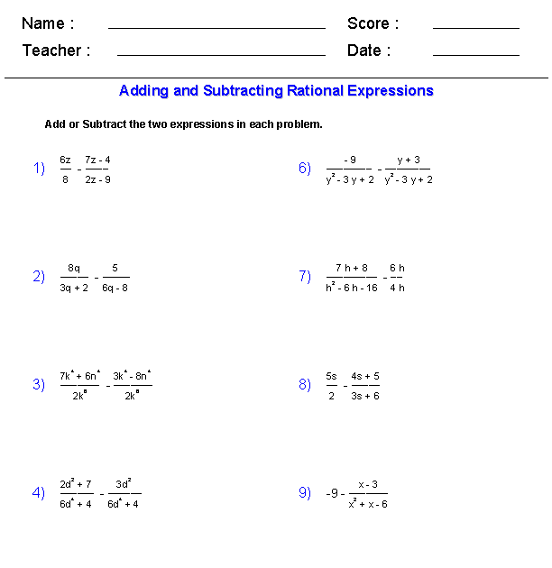 Adding And Subtracting Polynomials Worksheet Answers Algebra 1 