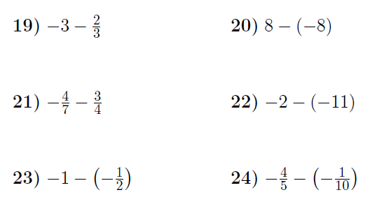 Adding And Subtracting Positive And Negative Integers And Fractions 