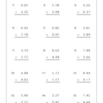 Adding Hundredths Mixed Review Decimals Worksheets Subtracting