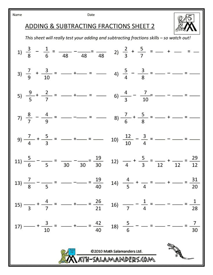 Adding Subtracting Fractions Worksheets Website To Get Worksheets From 