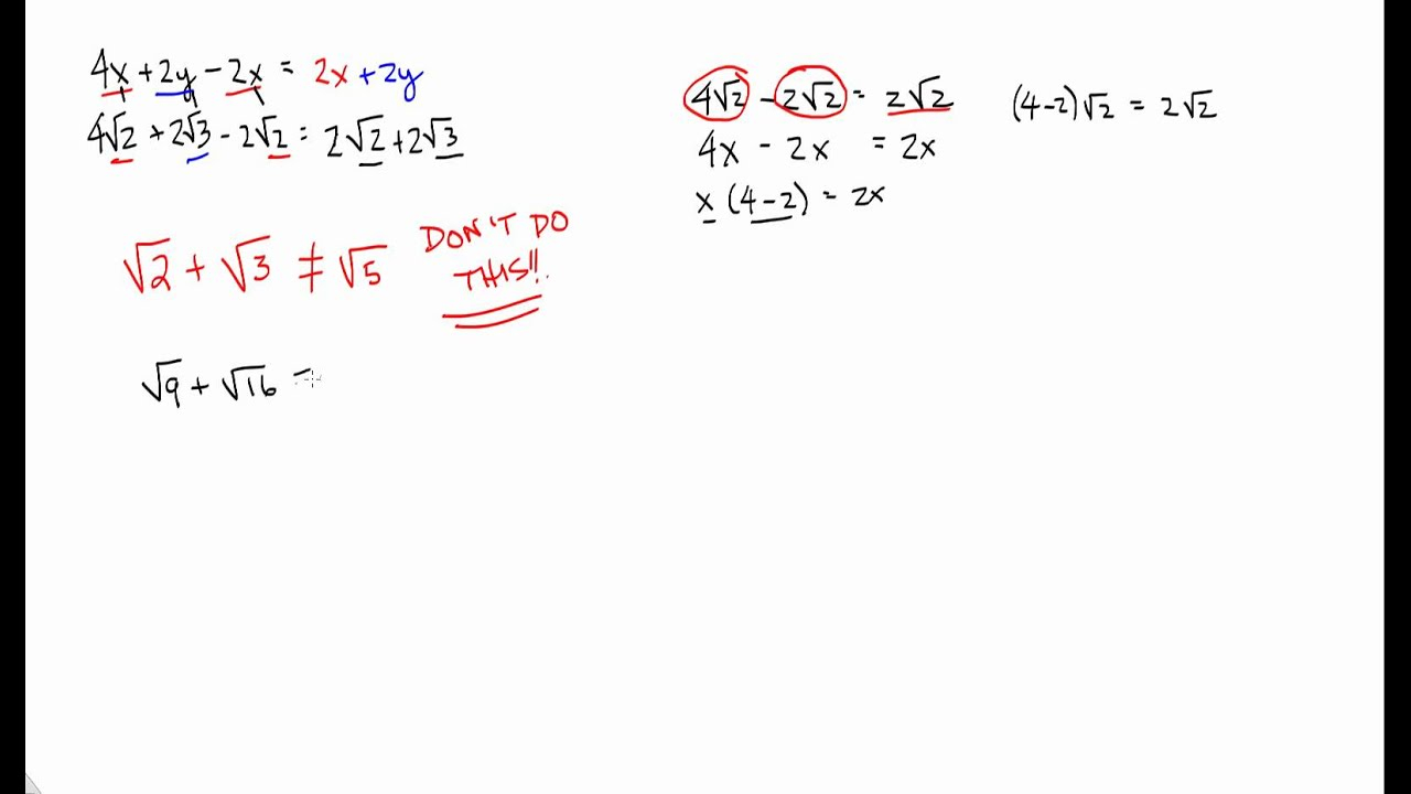 Adding Subtracting Multiplying Radicals Answer Key Elementary Algebra 