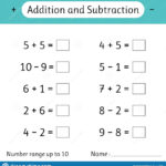 Addition And Subtraction Number Range Up To 10 Math Worksheet For