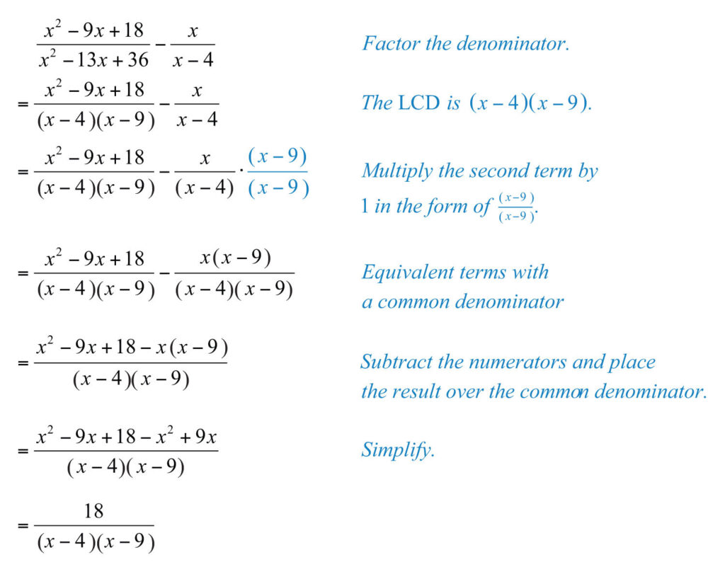 Addition And Subtraction Of Rational Expressions Worksheet 