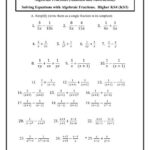 Algebraic Fractions Addition And Subtraction Solving Equations