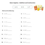 Basic Algebra Addition And Subtraction Worksheet Basic Algebra