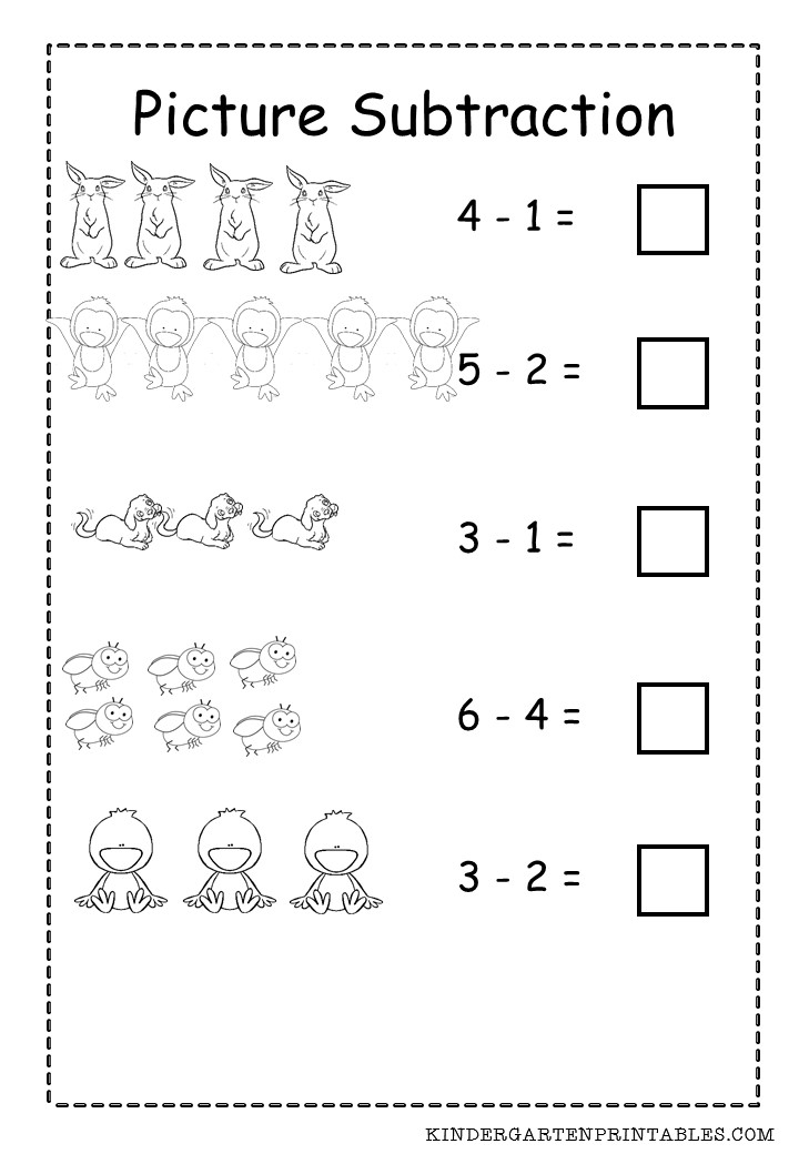 Basic Picture Subtraction Worksheet Free Printable