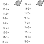 Calculator Skills Addition And Subtraction Sheets Numbers To 15