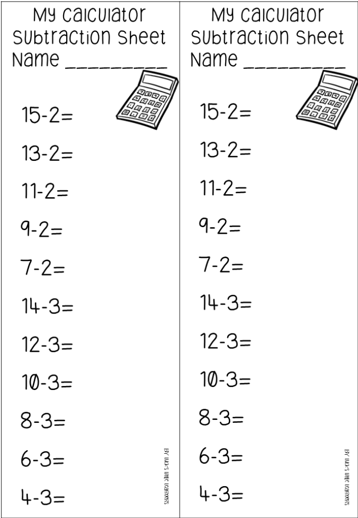 Calculator Skills Addition And Subtraction Sheets Numbers To 15 