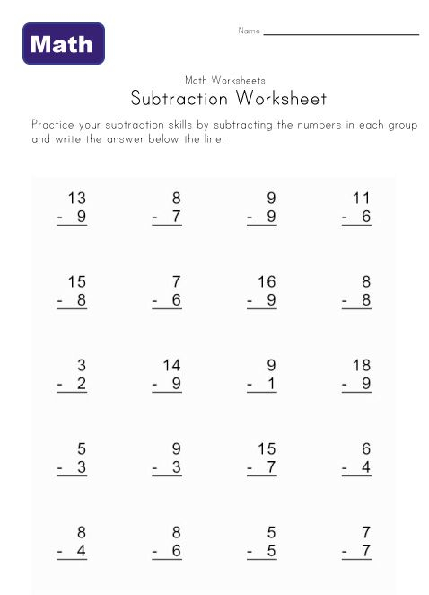 Easy Subtraction Worksheets Easy Math Worksheets Math Worksheets 