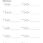 Fourth Grade Fractions Addition Worksheet EduMonitor