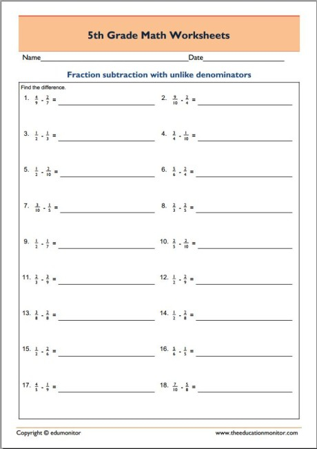 Free 5th Grade Math Worksheets And Printables Pdf EduMonitor