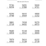 Free Printable Subtraction Worksheets For 4th Grade Learning How To Read