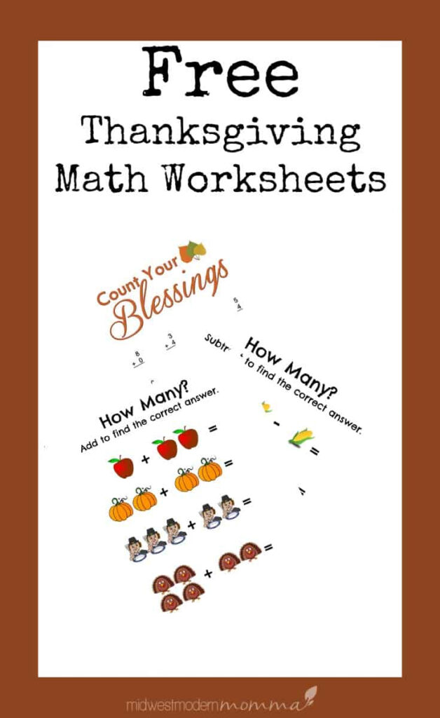 Free Thanksgiving Addition Subtraction Printables